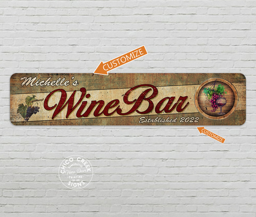Personalized Wine Bar Alcohol Sign 104182002039