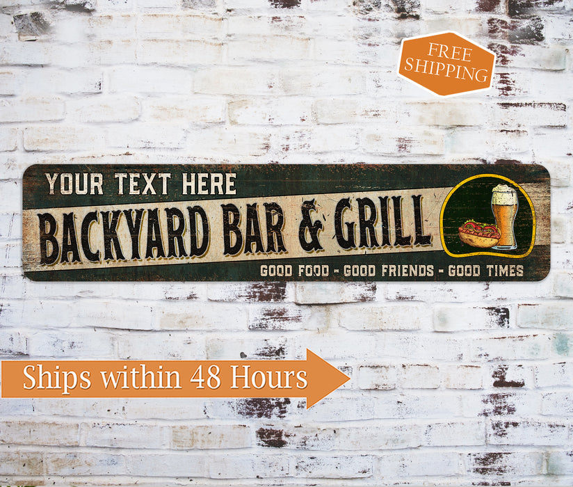Personalized Backyard Bar and Grill Sign 104182002043