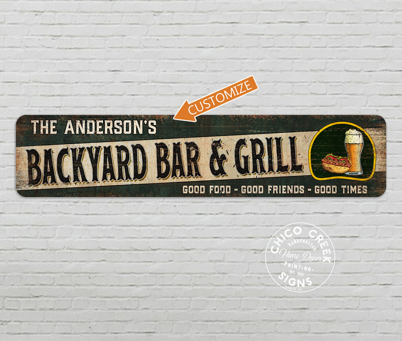 Personalized Backyard Bar and Grill Sign 104182002043