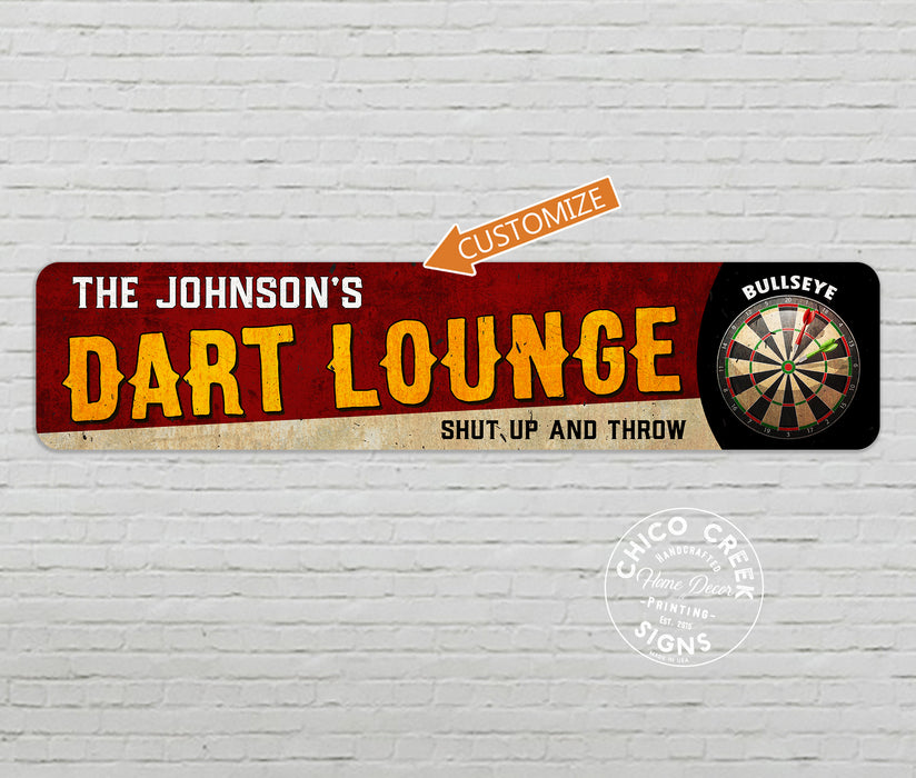Darton Sign Personalized Dart Lounge Sign | Game Room Metal — Chico Creek Signs
