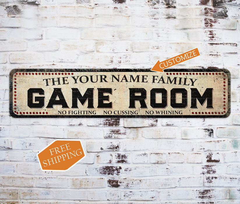 Personalized Family Game Room Decor Sign Pool Family Rec Room Board Games Cards 104182002057
