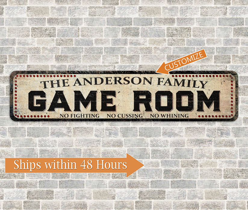 Personalized Family Game Room Decor Sign Pool Family Rec Room Board Games Cards 104182002057