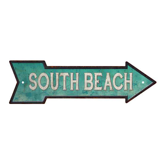 South Beach Rt. Arrow Vintage Looking Metal Sign 5x17 205170001001