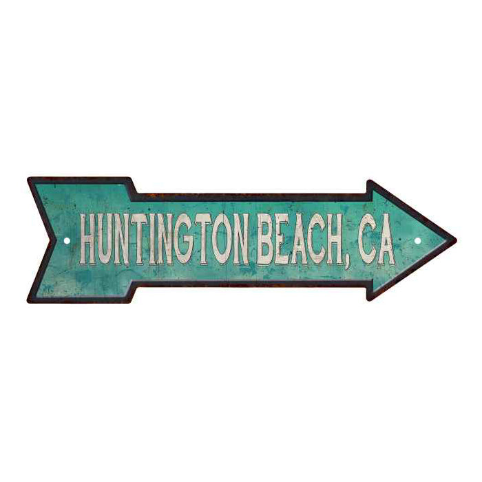 Huntington Beach, CA Rt Arrow Vintage Looking Beach Metal Sign 5x17 205170001009