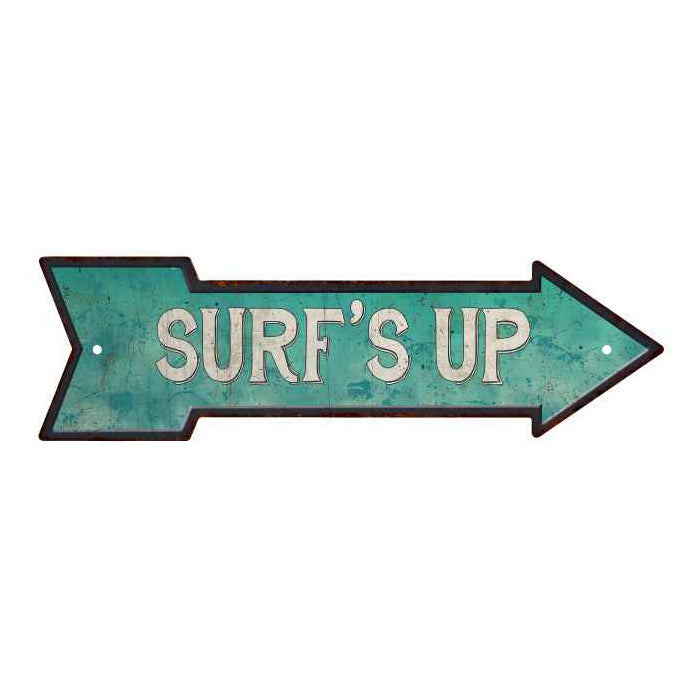 Surf's Up Rt Arrow Vintage Looking Beach House Metal Sign 5x17 205170001013