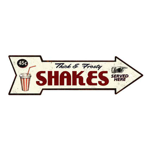 Thick & Frosty Shakes Rt Arrow Vintage Looking Metal Sign 5x17 205170002002