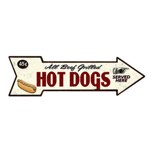 All Beef Grilled Hot Dogs Rt Arrow Vintage Looking Metal Sign 5x17 205170002003