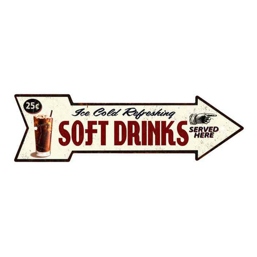 Ice Cold Refreshing Soft Drinks Rt Arrow Vintage Looking Sign 5x17 205170002006