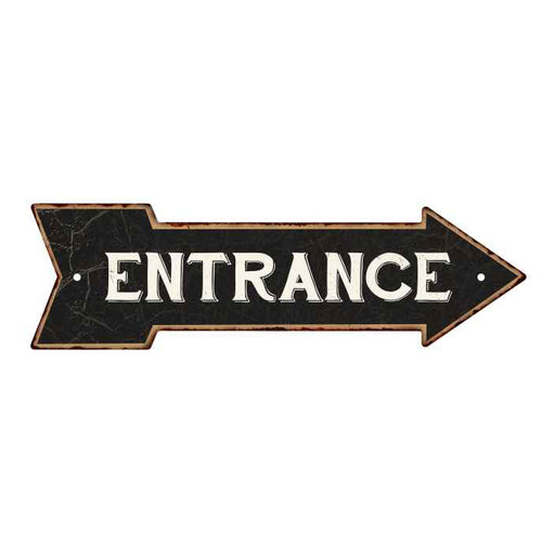 Entrance Black Rt Arrow Vintage Looking Metal Sign 5x17 205170003004