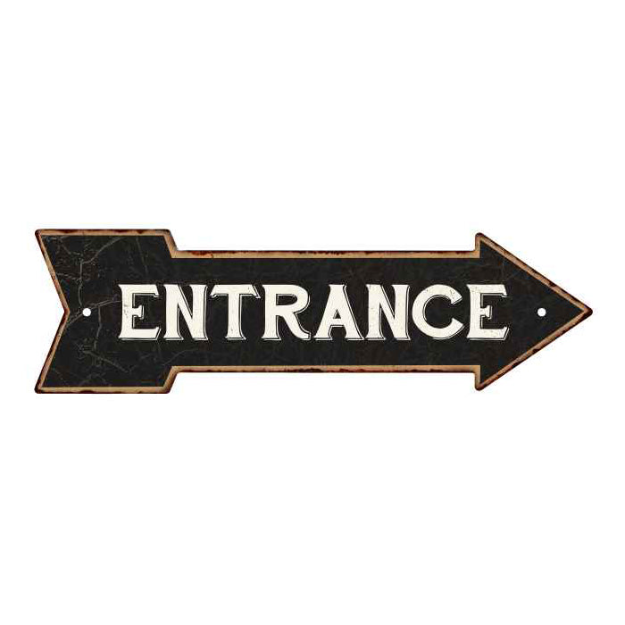 Entrance Black Rt Arrow Vintage Looking Metal Sign 5x17 205170003004