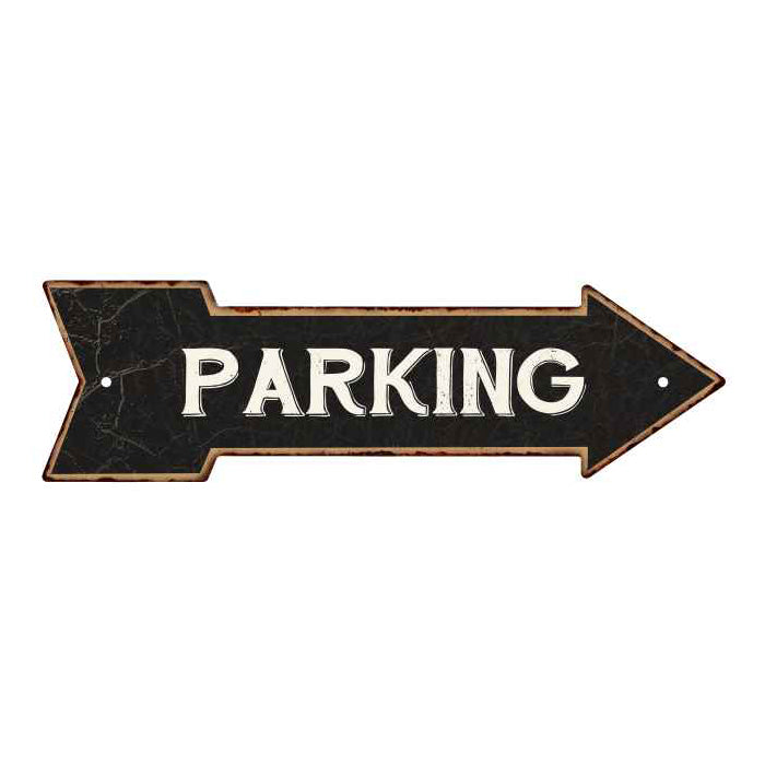 Parking Black Rt Arrow Vintage Looking Metal Sign 5x17 205170003005