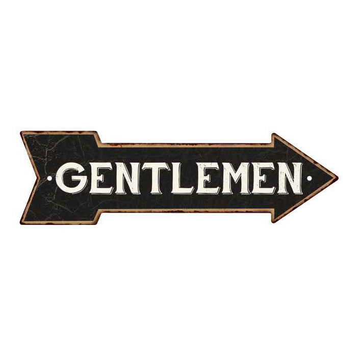 Gentlemen Black Rt Arrow Vintage Looking Metal Sign 5x17 205170003011