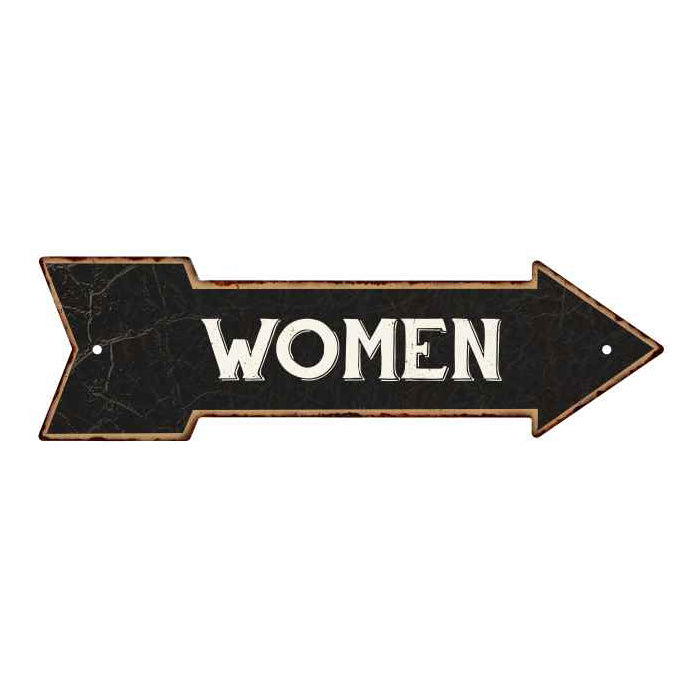Women Black Rt Arrow Vintage Looking Metal Sign 5x17 205170003017