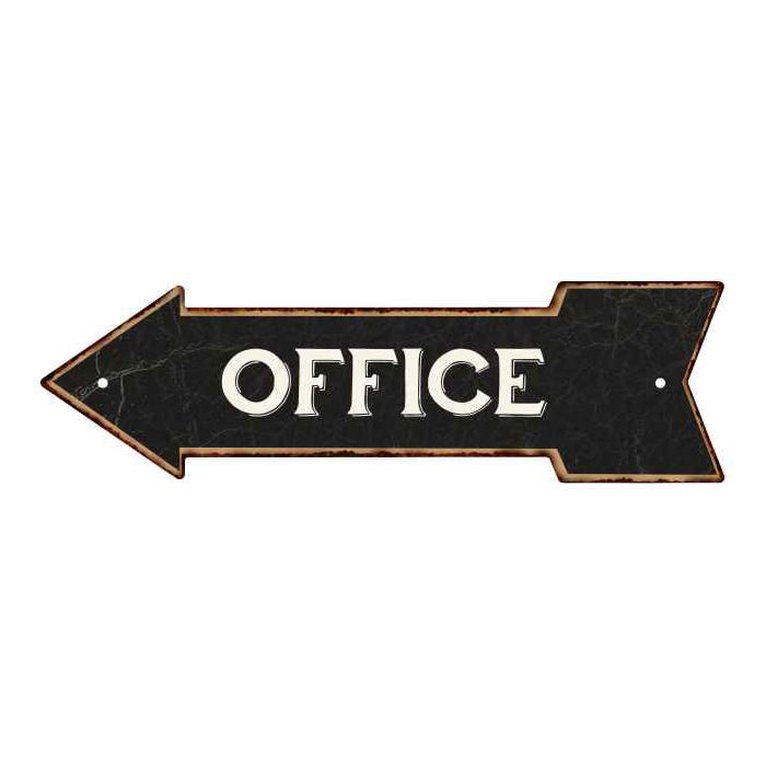 Office Left Arrow Vintage Looking Metal Sign 5x17 205170004006