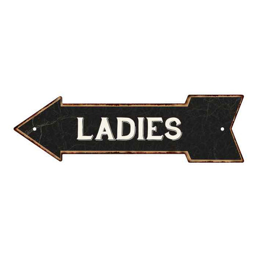 Ladies Left Arrow Vintage Looking Metal Sign 5x17 205170004009