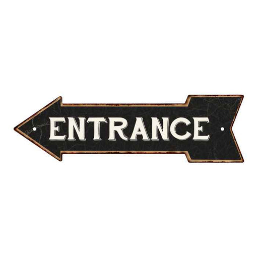 Entrance Left Arrow Vintage Looking Metal Sign 5x17 205170004017