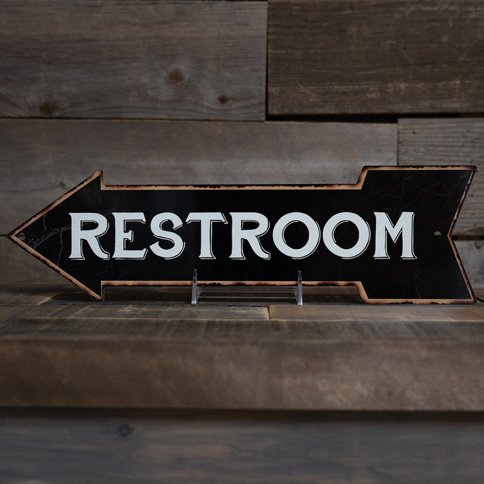 Restroom Left Arrow Vintage Looking Metal Sign 5x17 205170004018