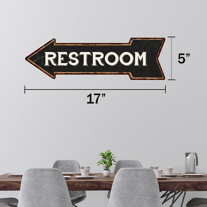 Restroom Left Arrow Vintage Looking Metal Sign 5x17 205170004018 — Chico Creek Signs 7745