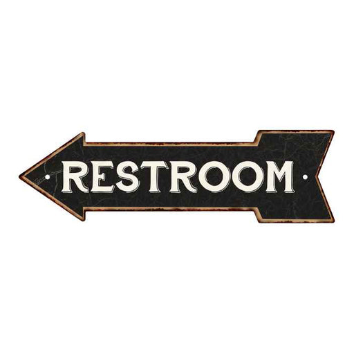 Restroom Left Arrow Vintage Looking Metal Sign 5x17 205170004018