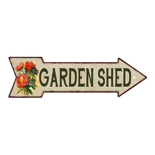 Garden Shed Metal Sign 5x17 Arrow Garden Flowers Gift Shed 205170008001