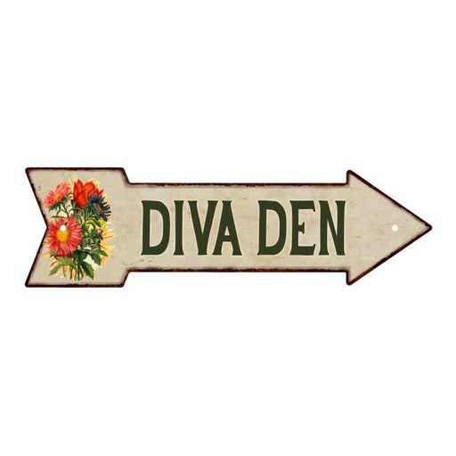 Diva Den Metal Sign 5x17 Arrow Garden Flowers Gift Shed 205170008005