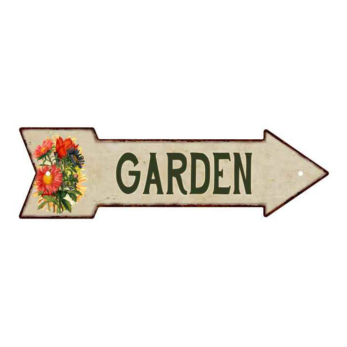 GARDEN Metal Sign 5x17 Arrow Garden Flowers Gift Shed 205170008008