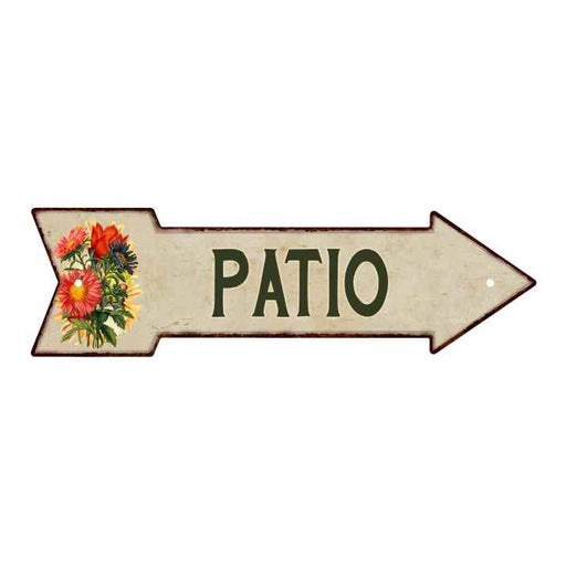Patio Metal Sign 5x17 Arrow Garden Flowers Gift Shed 205170008009