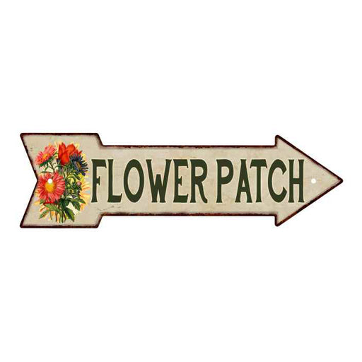 Flower Patch Metal Sign 5x17 Arrow Garden Flowers Gift Shed 205170008011