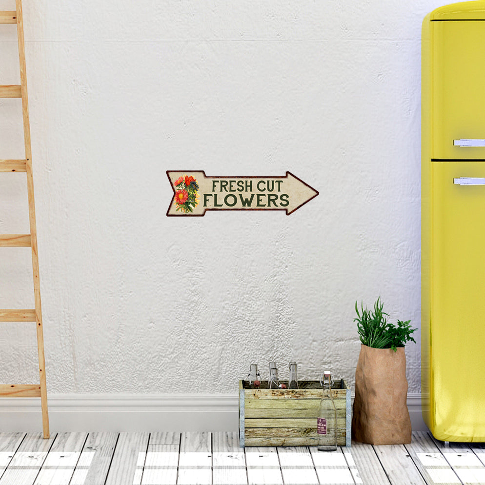 Fresh Cut Flowers Metal Sign 5x17 Arrow Garden Flowers Gift Shed — Chico Creek Signs