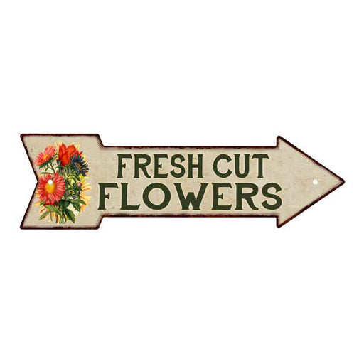 Fresh Cut Flowers Metal Sign 5x17 Arrow Garden Flowers Gift Shed 205170008013