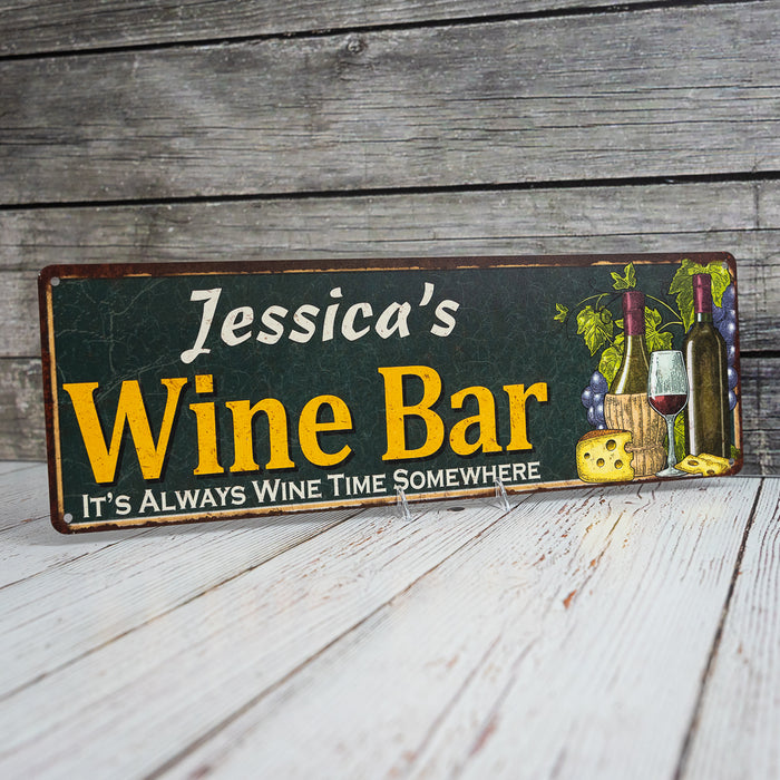 Personalized Wine Bar Green Chic Sign Home Kitchen Decor 106180001001