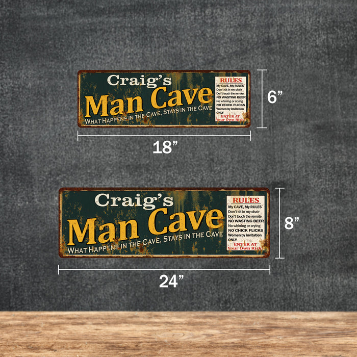 Personalized Man Cave Rules Green Sign Decor Gift 106180005001