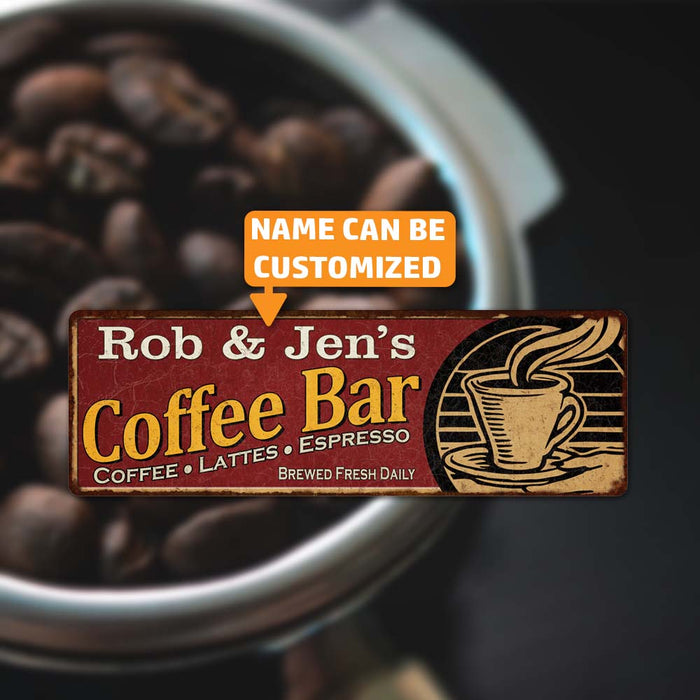 Personalized Coffee Bar Red Sign Kitchen Gift 6x18 106180006001