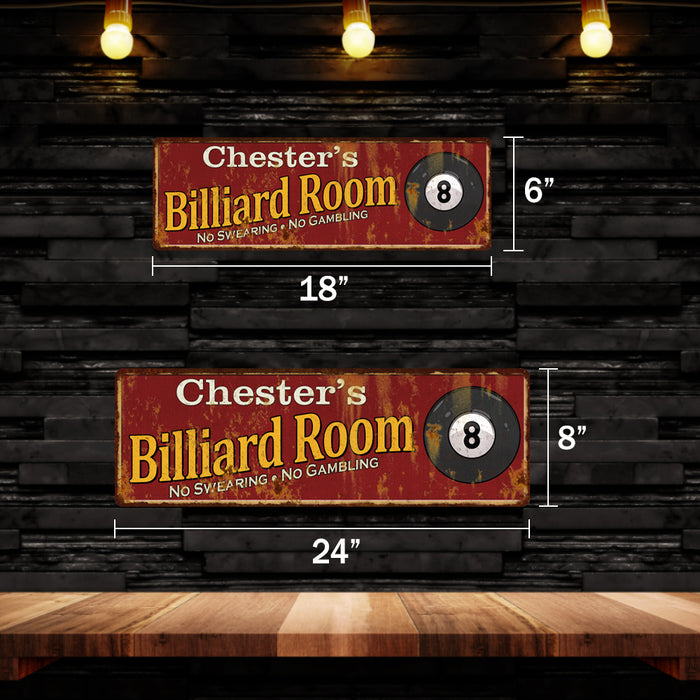 Personalized Billiard Room Red Sign Game Room Pool 6x18 106180008001