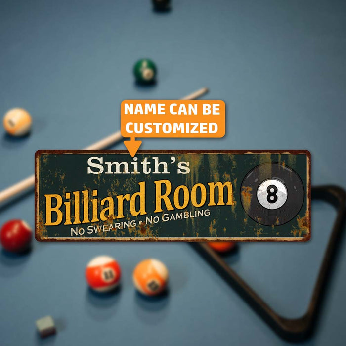 Personalized Billiard Room Green Sign Man Cave 6x18 106180009001