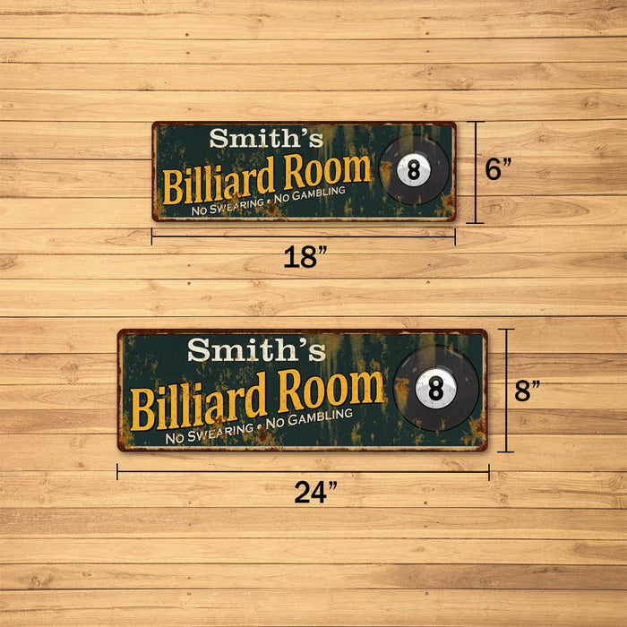 Personalized Billiard Room Green Sign Man Cave 6x18 106180009001