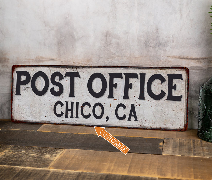 Customized POST OFFICE Metal Sign Any City, State Personalized