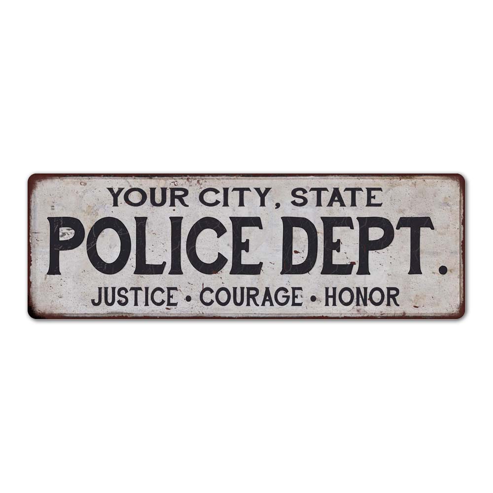 Customized POLICE DEPT. Metal Sign, Any City, State, Personalized, Law ...