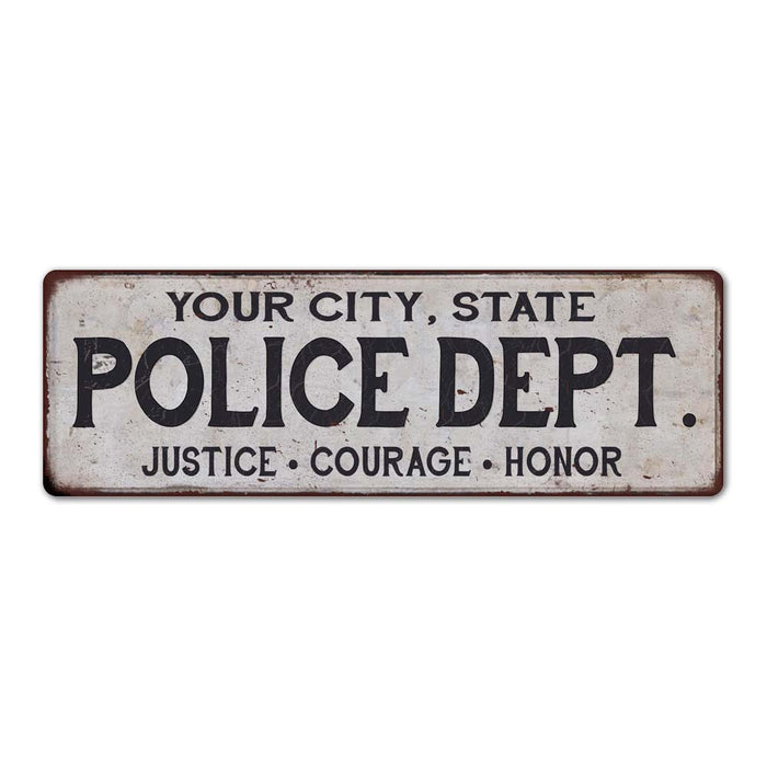 Customized POLICE DEPT.  Metal Sign, Any City, State, Personalized, Law Enforcement