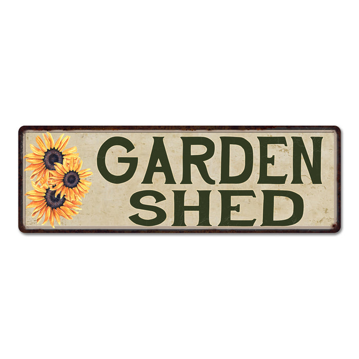 GARDEN SHED Sunflowers Vegetable Patio Flowers 6x18 Metal Sign Chic Retro 106180016001