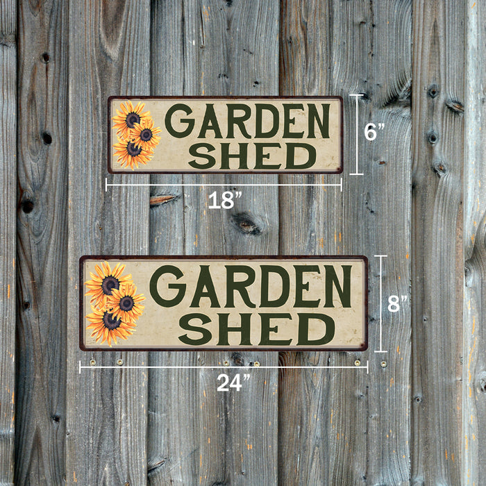 GARDEN SHED Sunflowers Vegetable Patio Flowers 6x18 Metal Sign Chic Retro
