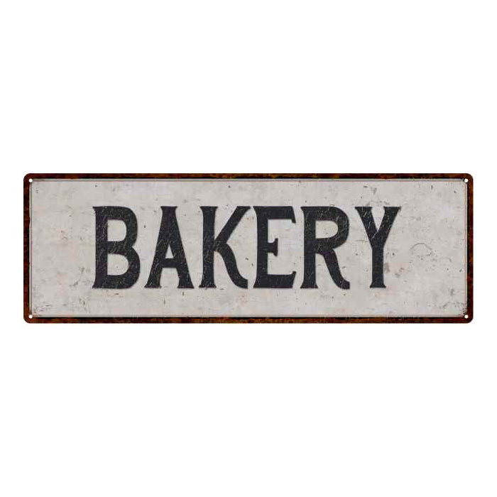 Bakery Vintage Look Reproduction Black on White 8x24 Metal Sign 106180023006
