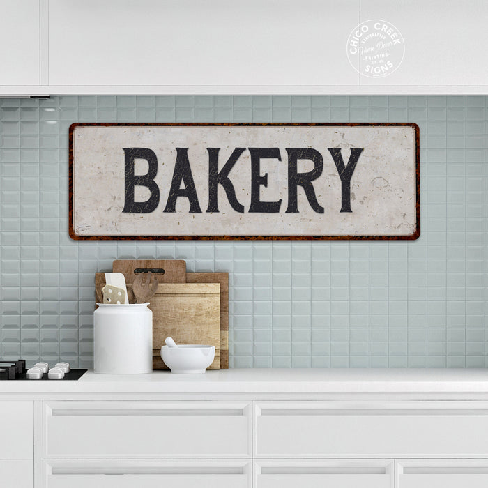 Bakery Vintage Look Black on White Metal Sign 106180023006