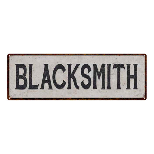 Blacksmith Vintage Look Reproduction Black on White 8x24 Metal Sign 106180023009