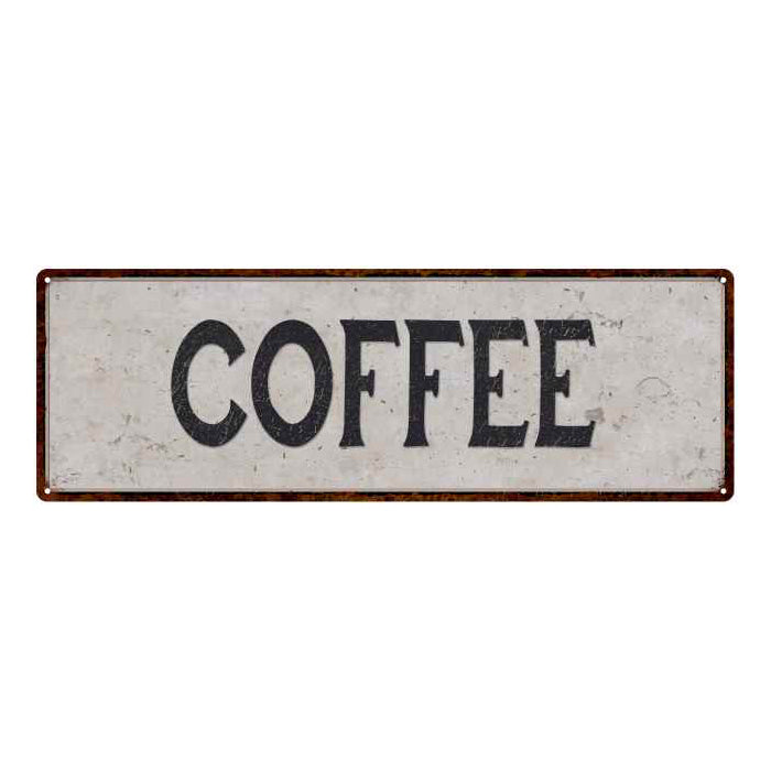 Coffee Vintage Look Reproduction Black on White 8x24 Metal Sign 106180023022