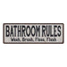 Bathroom Rules Vintage Reproduction Black White 8x24 Metal Sign 106180023029