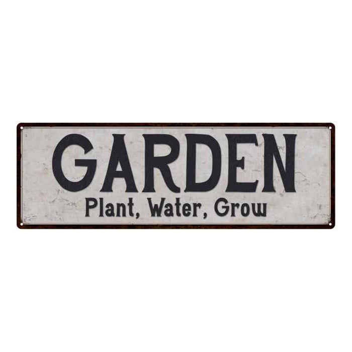 Garden Vintage Look Reproduction Black on White 8x24 Metal Sign 106180023030