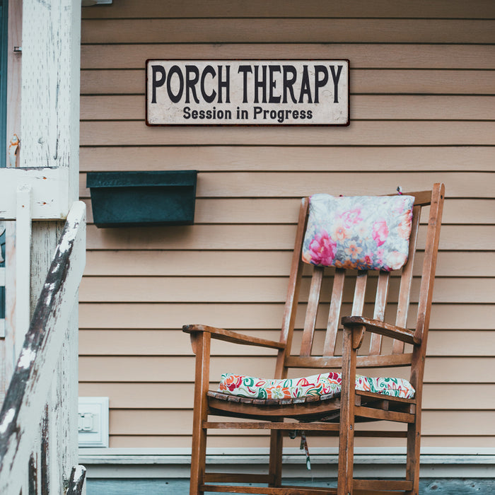 Porch Therapy Vintage Look Reproduction Black White 8x24 Metal Sign 106180023039