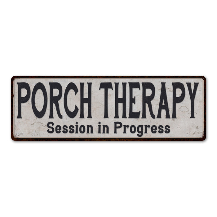 Porch Therapy Vintage Look Reproduction Black White 8x24 Metal Sign 106180023039