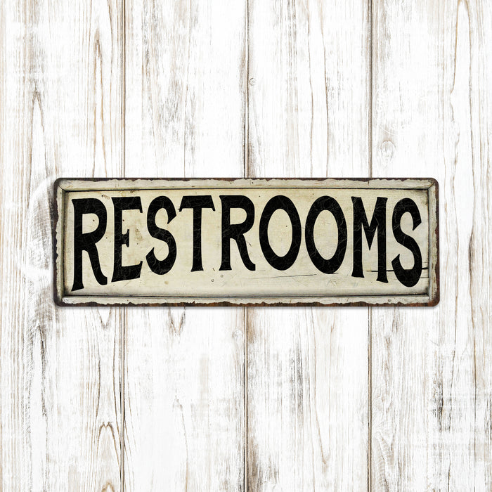 Restrooms Metal Sign Vintage Look Farmhouse Decor 106180028049